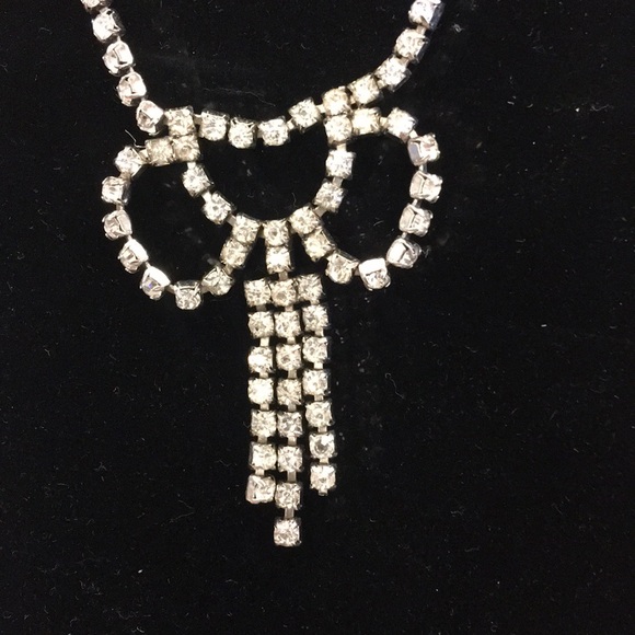 Vintage Rhinestone Bow Statement Necklace - Picture 5 of 7
